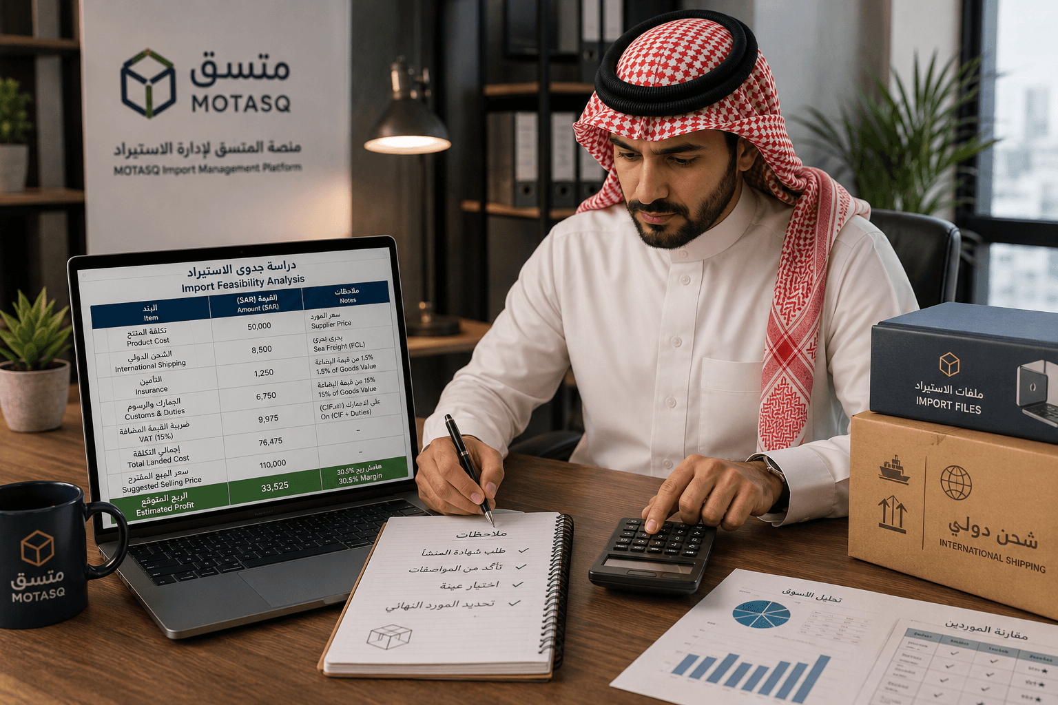 حساب جدوى الاستيراد: قبل ما تدفع ريالاً واحداً تأكد أن الأرقام تنفع